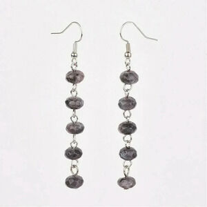 Hand Crafted Faceted Labradorite Gemstone Beads Long Dangle Earrings